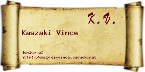 Kaszaki Vince névjegykártya